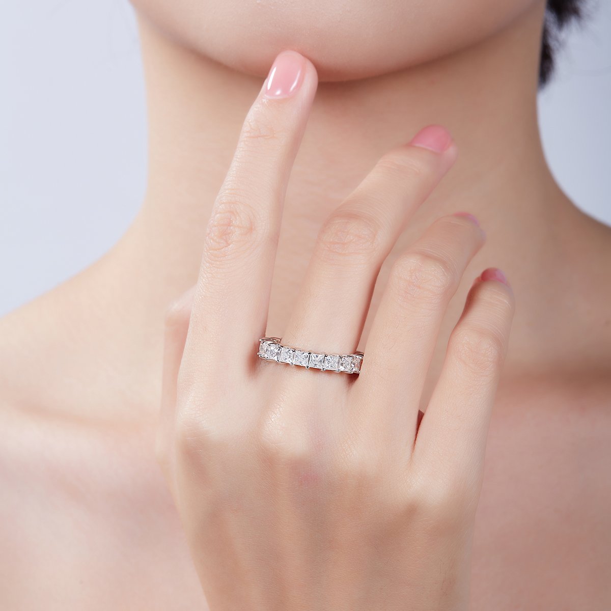 Moissanite Princess-Cut Eternity Band Ring - Image 8