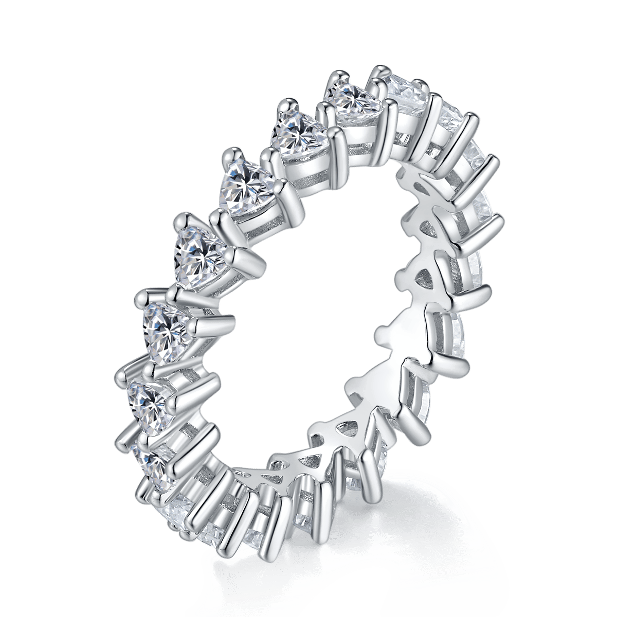 Heart-Cut Moissanite Eternity Band in White Gold