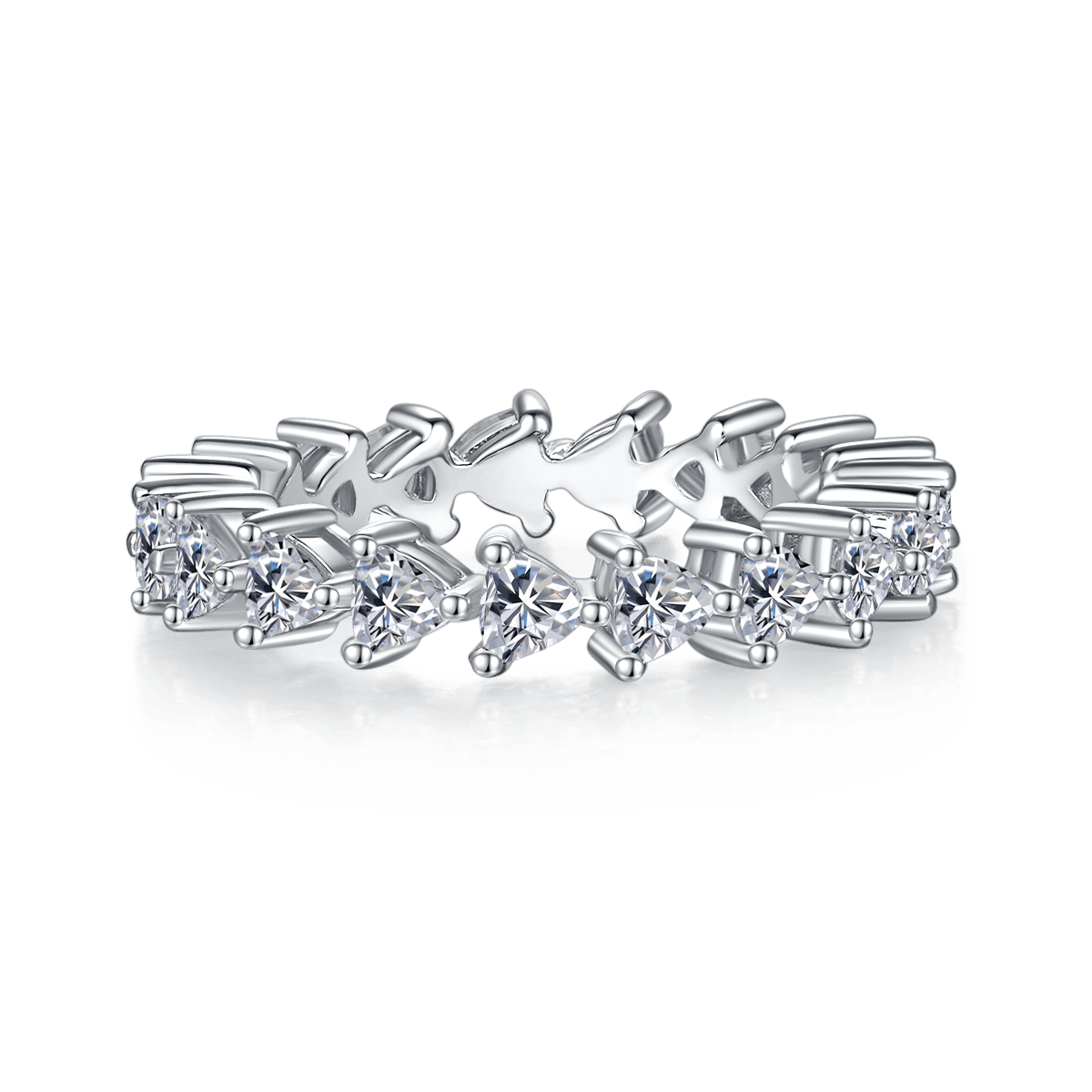 Heart-Cut Moissanite Eternity Band in White Gold - Image 2