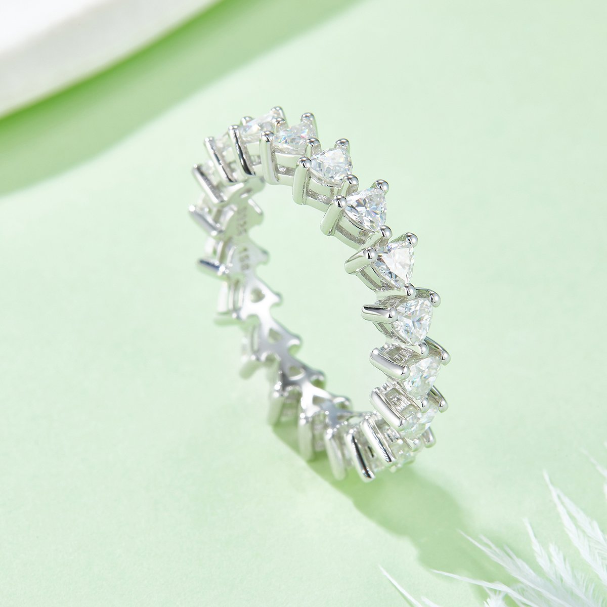Heart-Cut Moissanite Eternity Band in White Gold - Image 4
