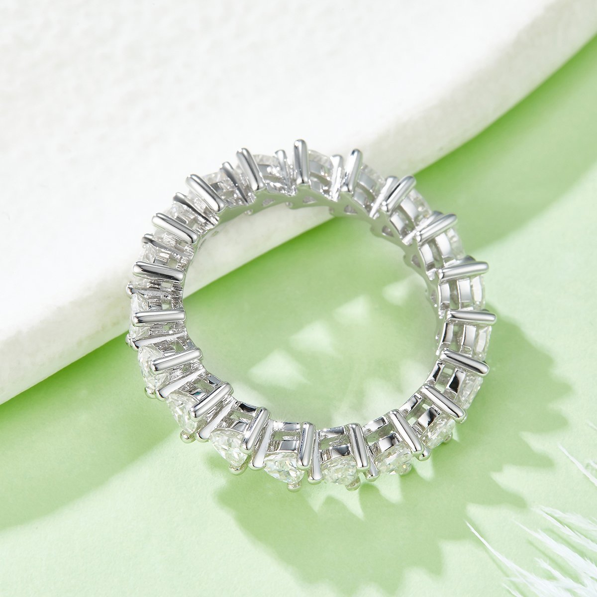 Heart-Cut Moissanite Eternity Band in White Gold - Image 5