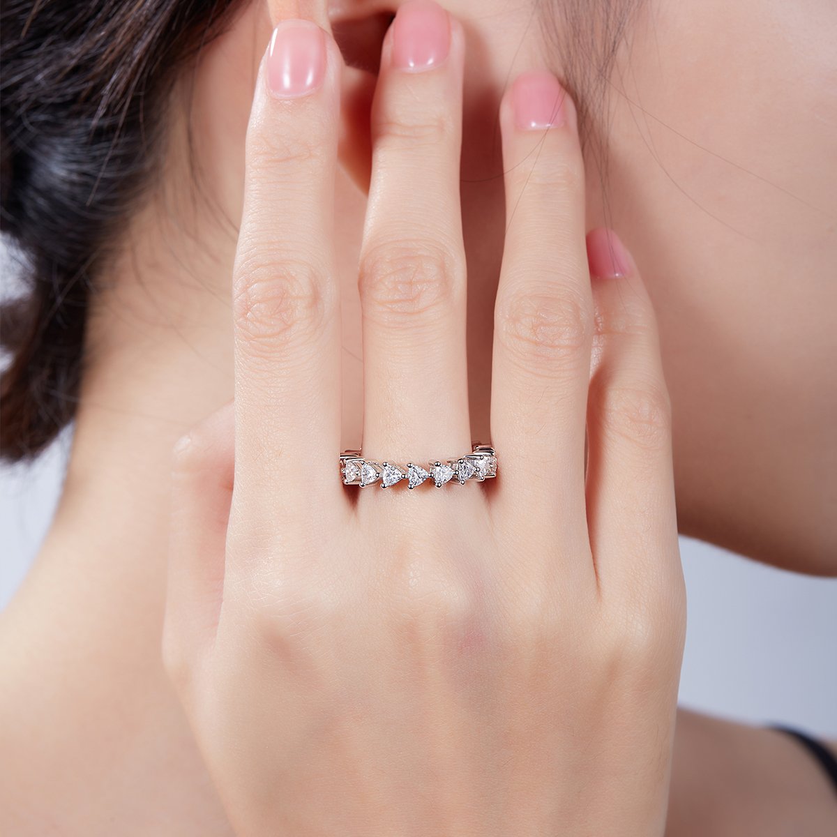 Heart-Cut Moissanite Eternity Band in White Gold - Image 7