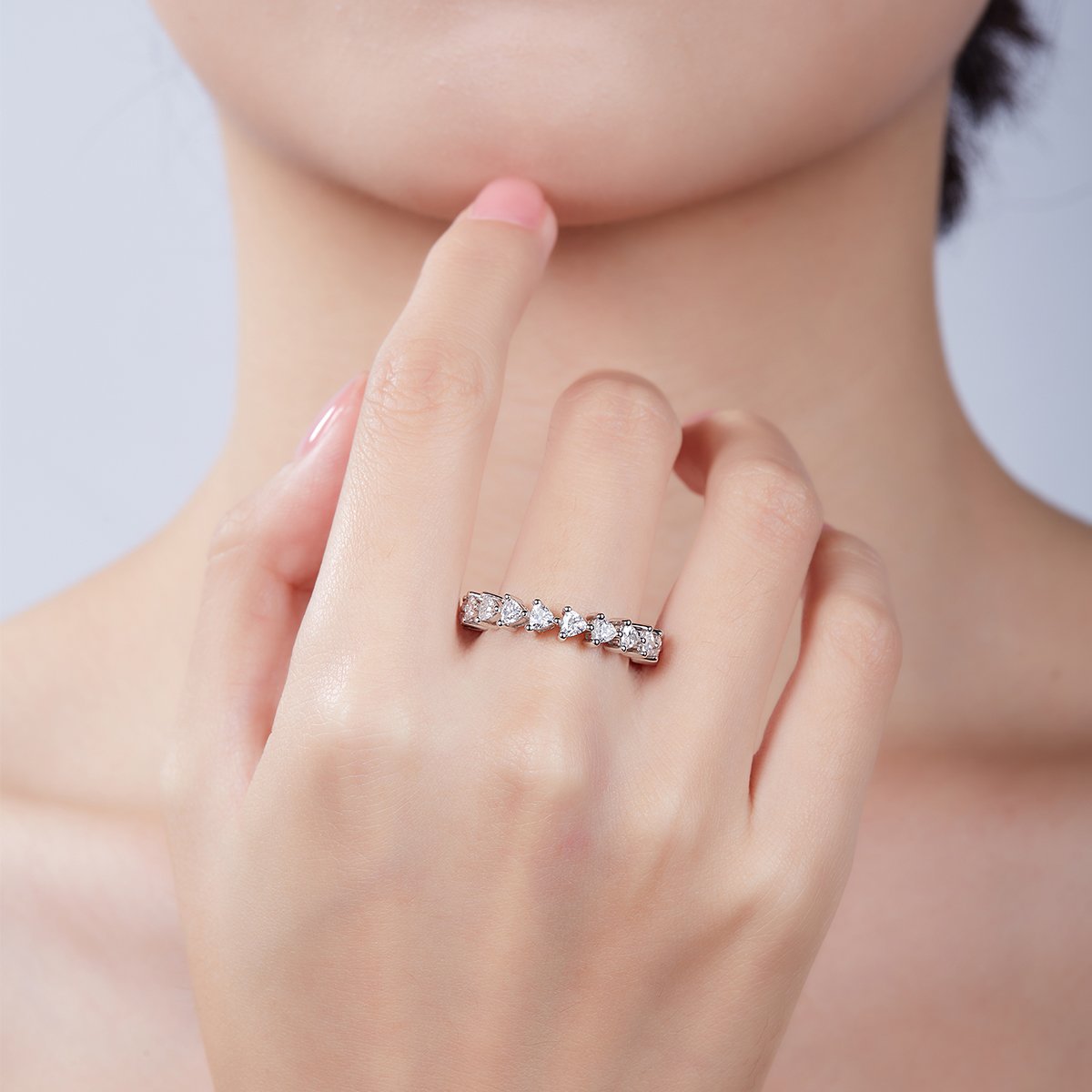 Heart-Cut Moissanite Eternity Band in White Gold - Image 8