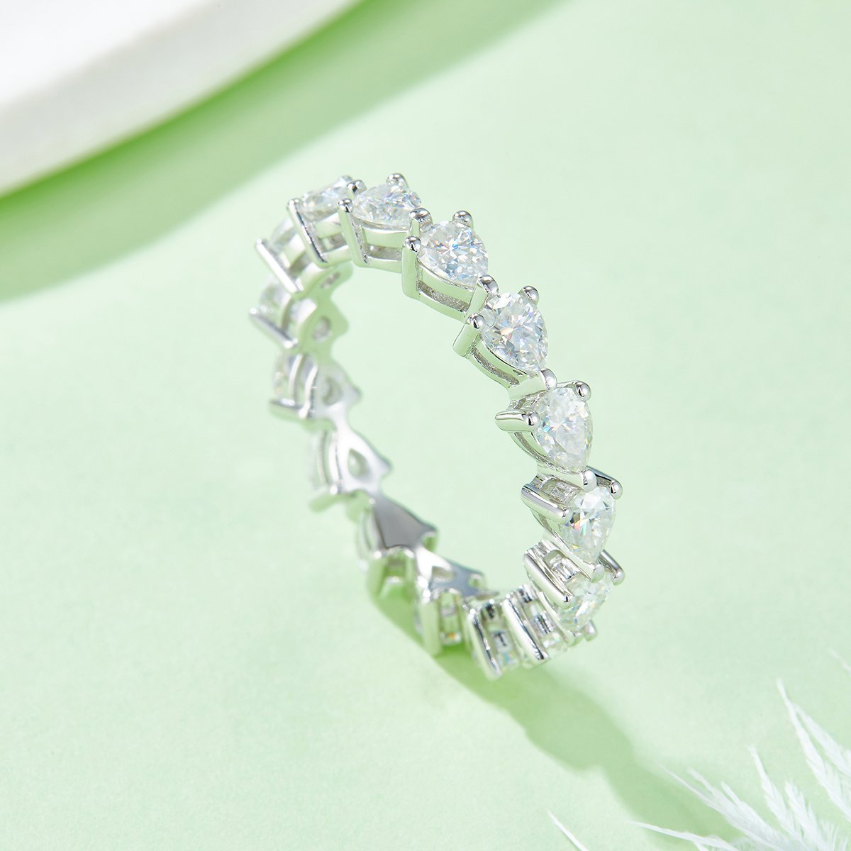 Pear-Cut Moissanite Eternity Band in White Gold - Image 4