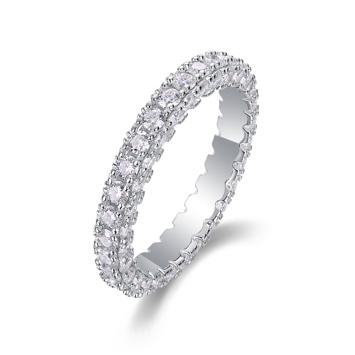 Three-Row Pave Moissanite Eternity Band | 2.1ct DEW Full Circle