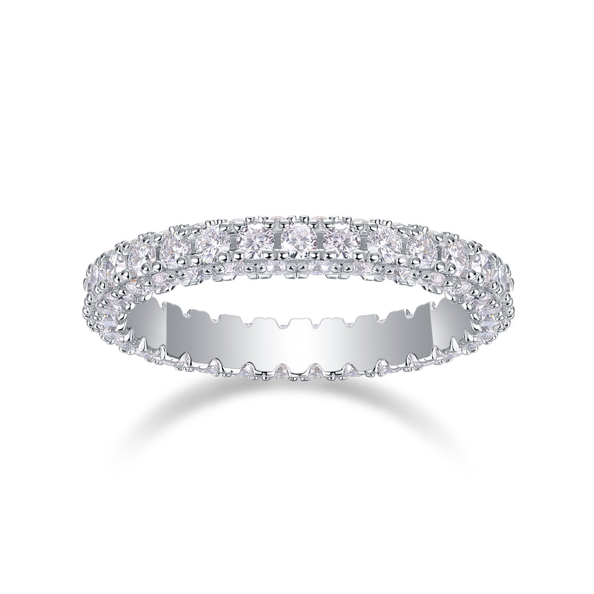 Three-Row Pave Moissanite Eternity Band | 2.1ct DEW Full Circle - alternate view
