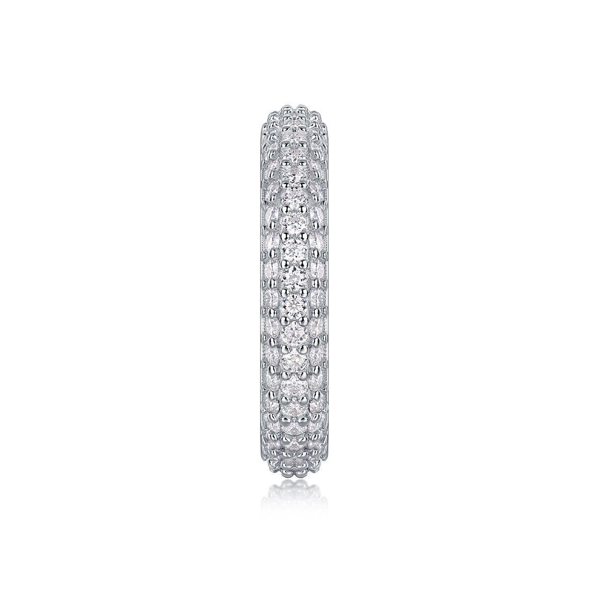 Domed Pavé Moissanite Eternity Band Ring | 18K White Gold over 925 Silver - Image 4