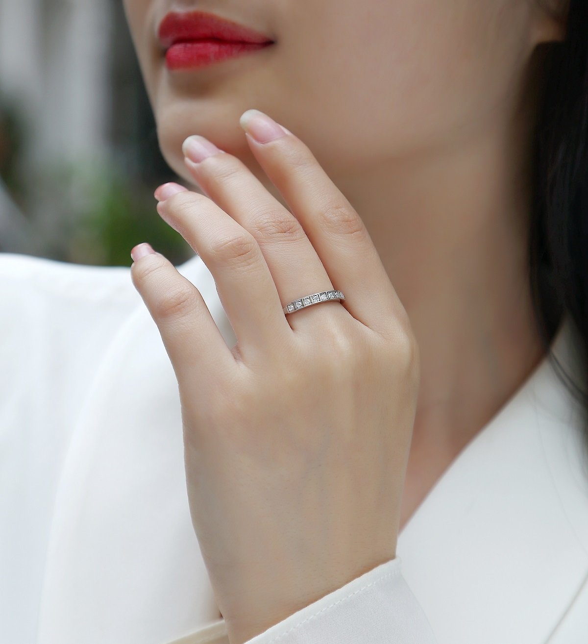 Moissanite Boxed-Station Half Eternity Band - Image 7