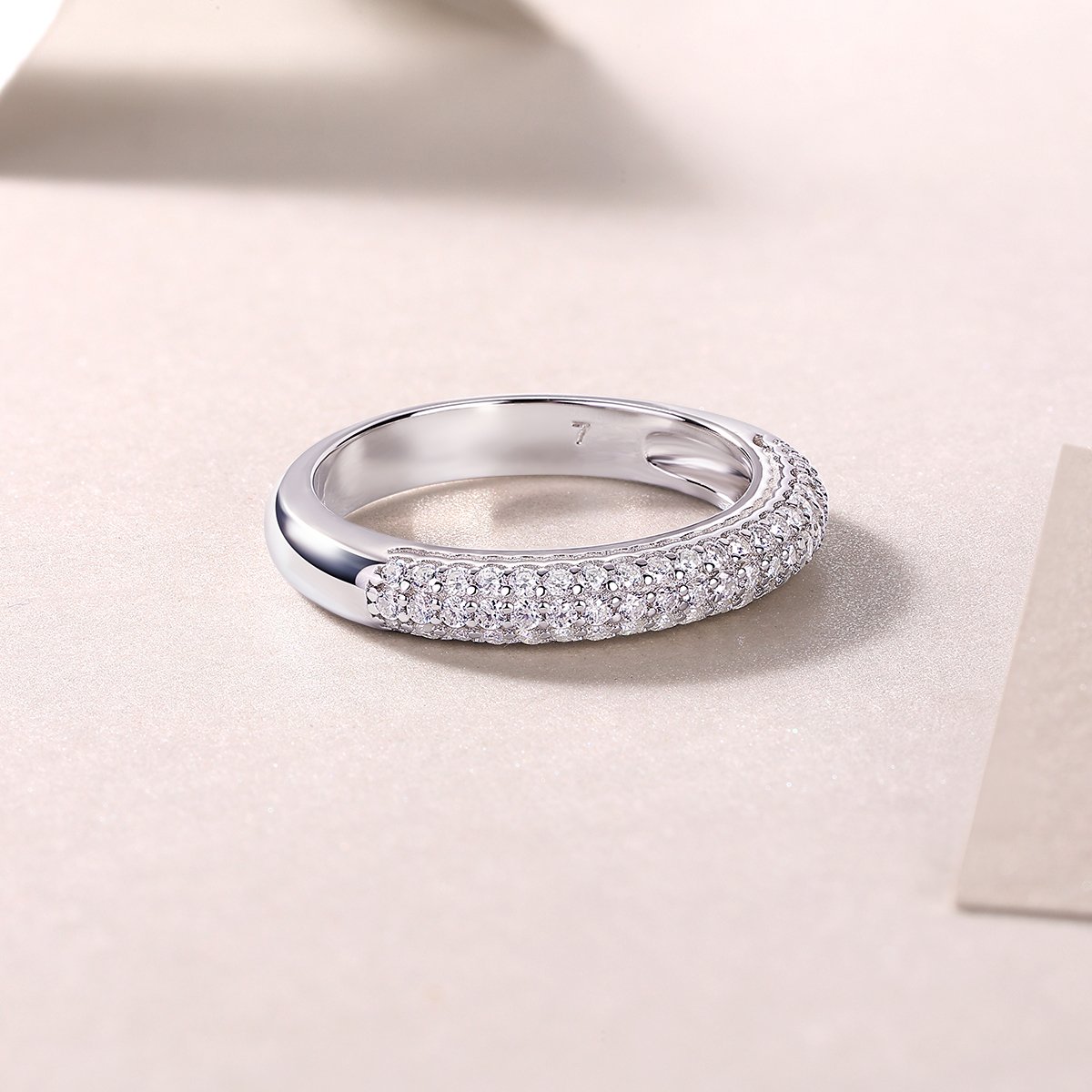 Domed Pavé Three-Row Moissanite Band Ring | 0.5ct DEW - Image 6