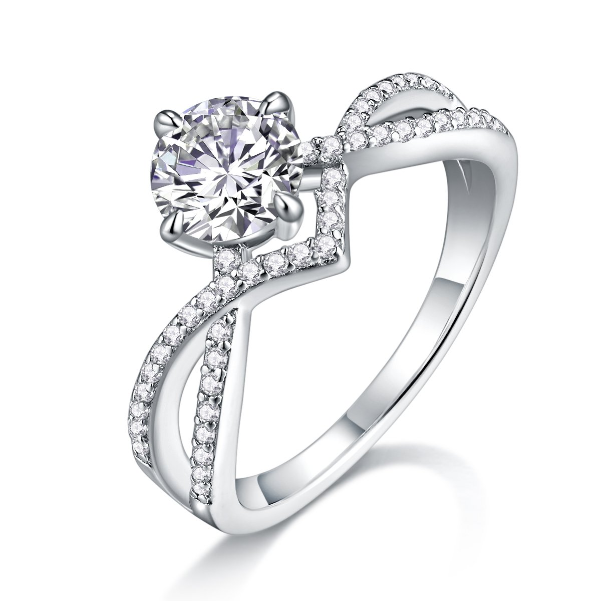 Round Solitaire Bypass Moissanite Engagement Ring