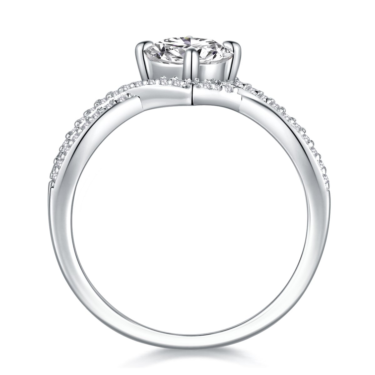 Round Solitaire Bypass Moissanite Engagement Ring - Image 2