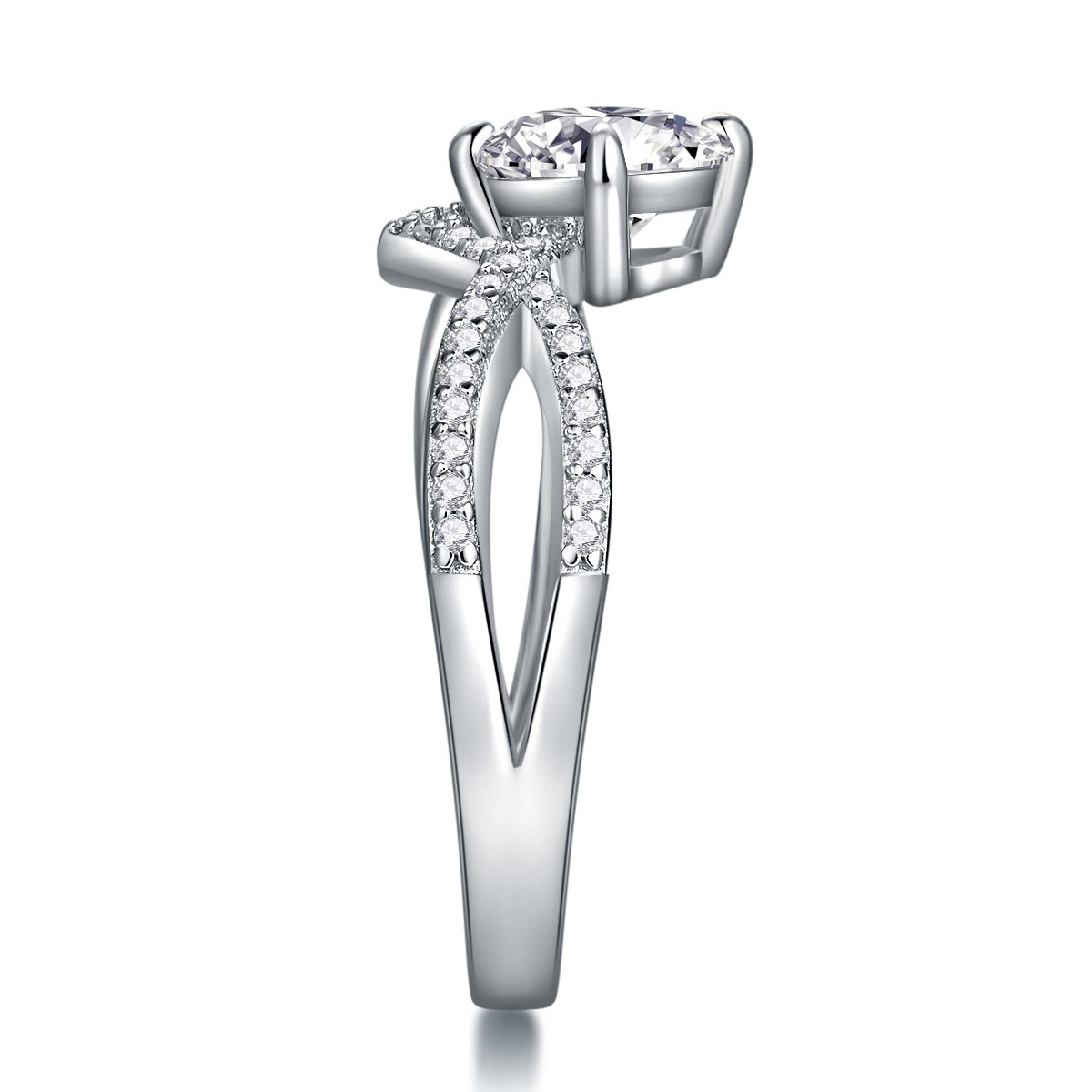 Round Solitaire Bypass Moissanite Engagement Ring - Image 3