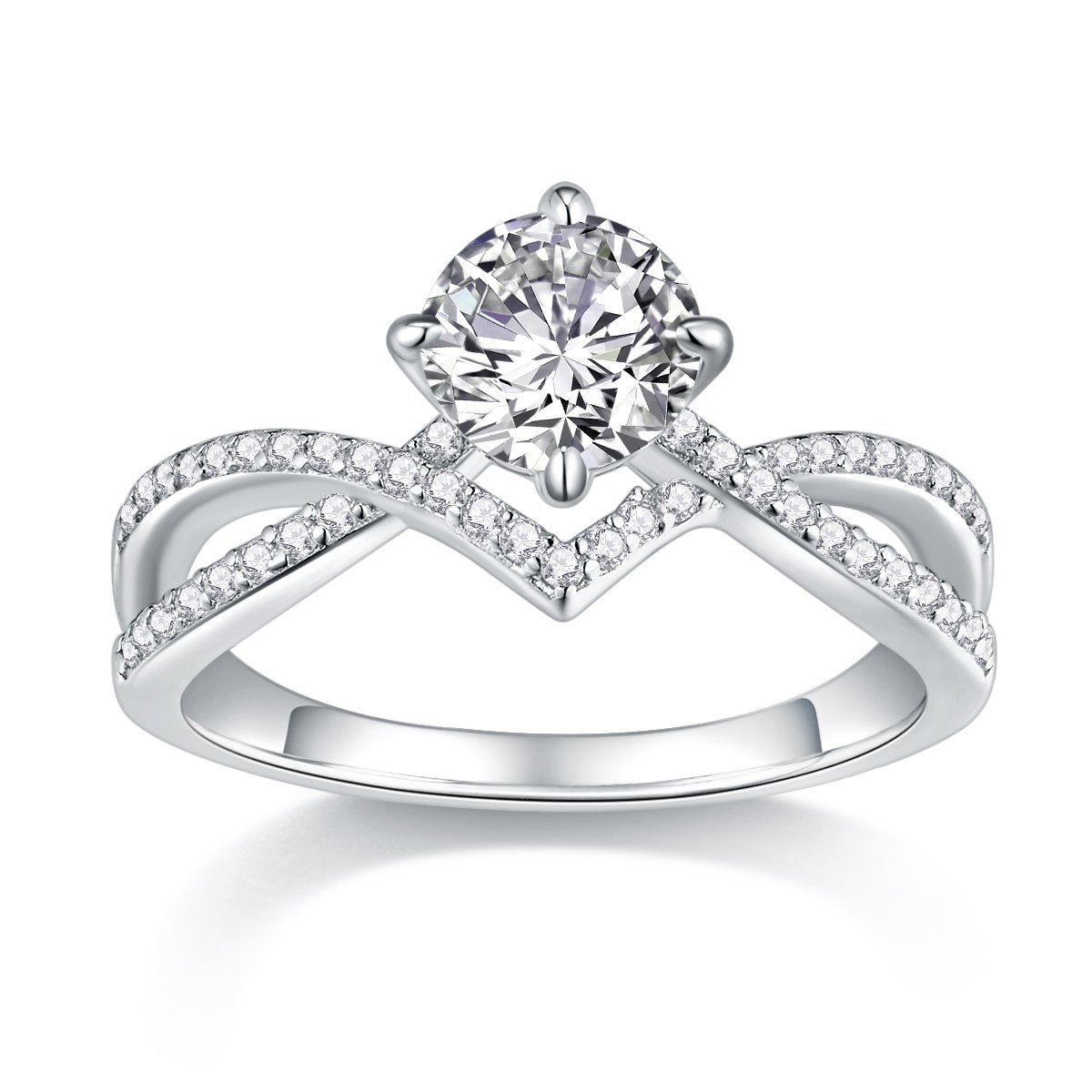 Round Solitaire Bypass Moissanite Engagement Ring - Image 4