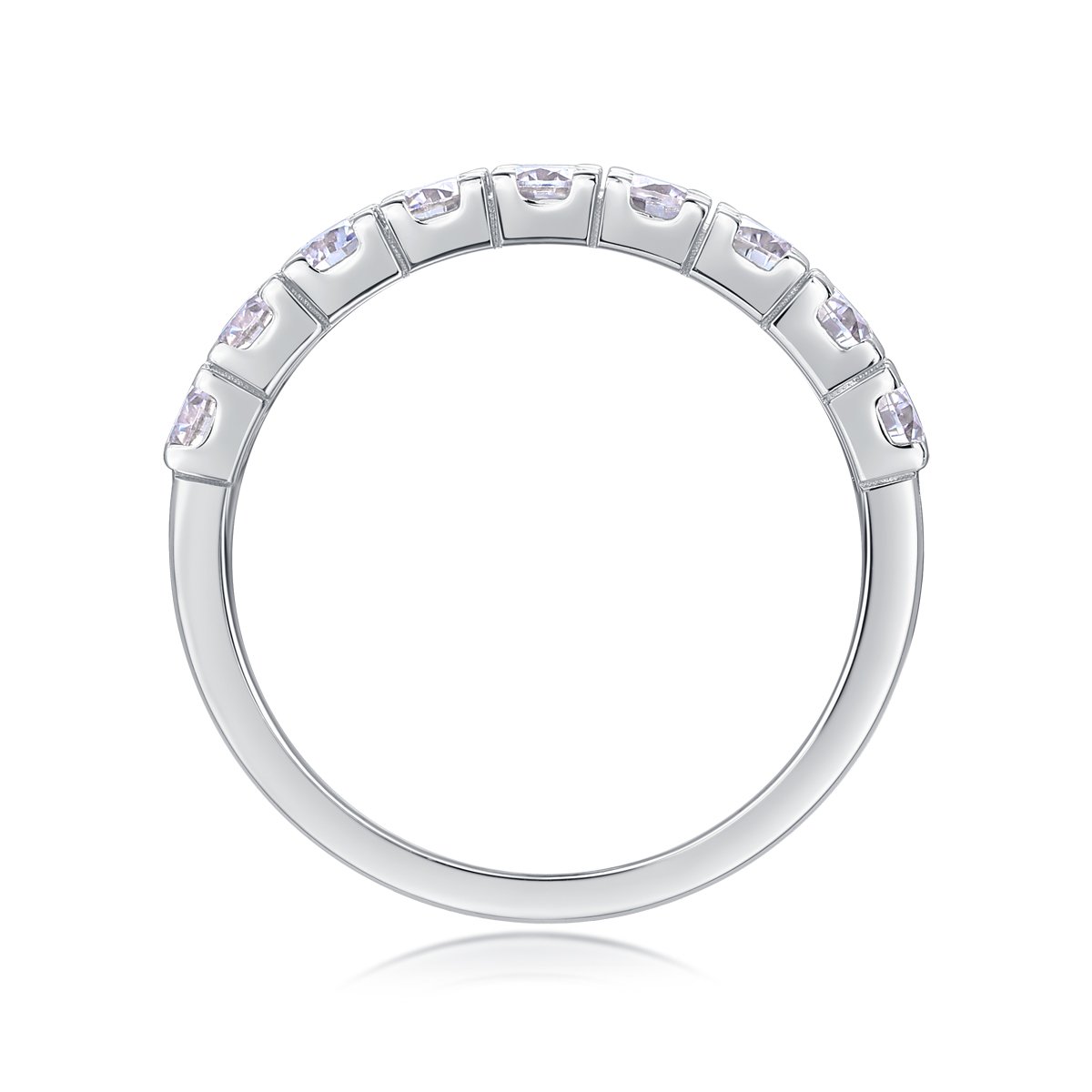 Round Moissanite Two-Row Band Ring – 1.08ct DEW White Gold - alternate view