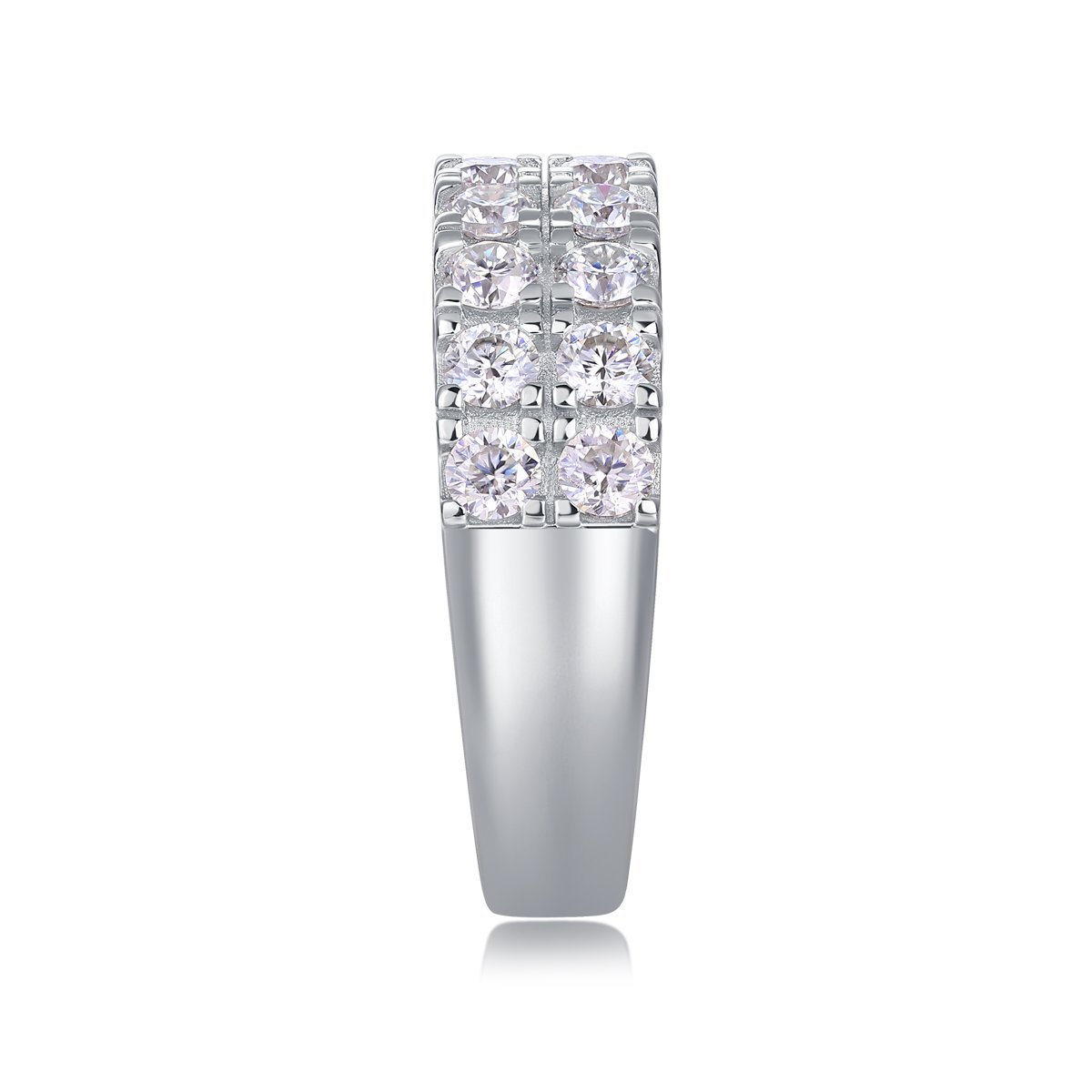 Round Moissanite Two-Row Band Ring – 1.08ct DEW White Gold - Image 3