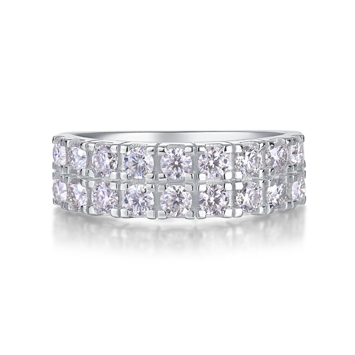 Round Moissanite Two-Row Band Ring – 1.08ct DEW White Gold - Image 4