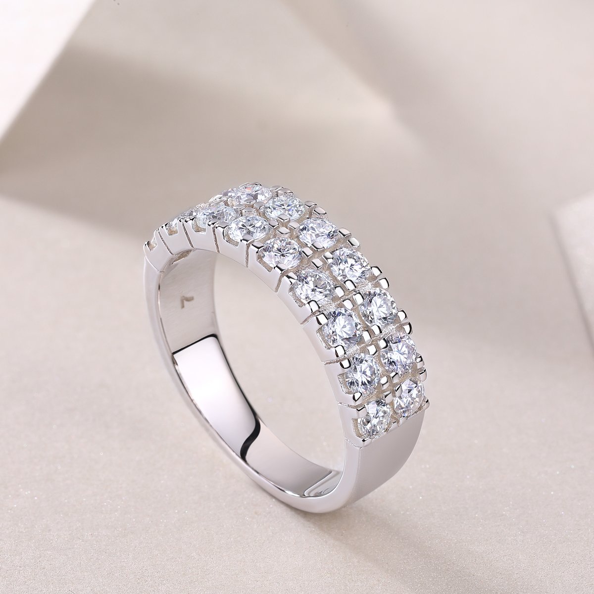 Round Moissanite Two-Row Band Ring – 1.08ct DEW White Gold - Image 5
