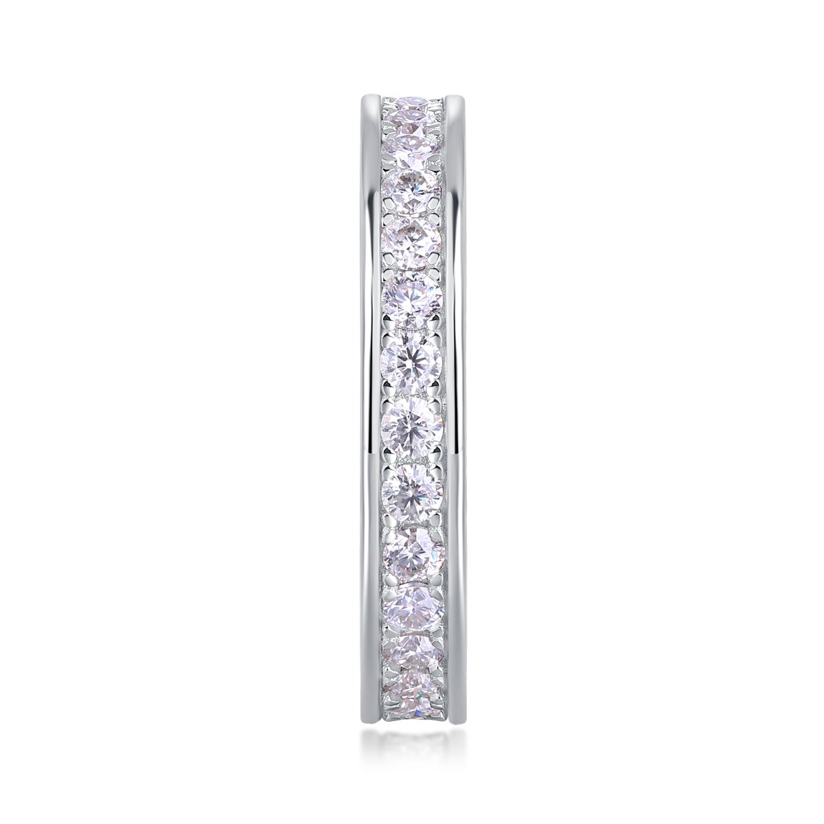 Round Moissanite Pave Eternity Band Ring | 18K White Gold over 925 Silver - Image 3