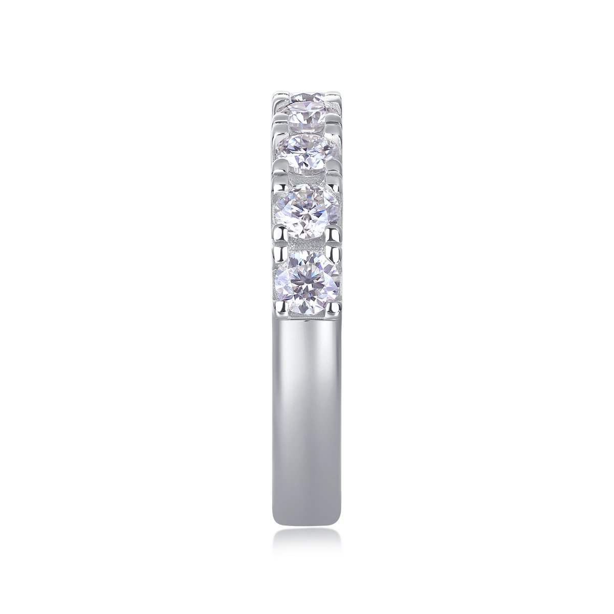 Lucky Seven-Stone Round Moissanite Band Ring | DEF VVS 18K White Gold - Image 2