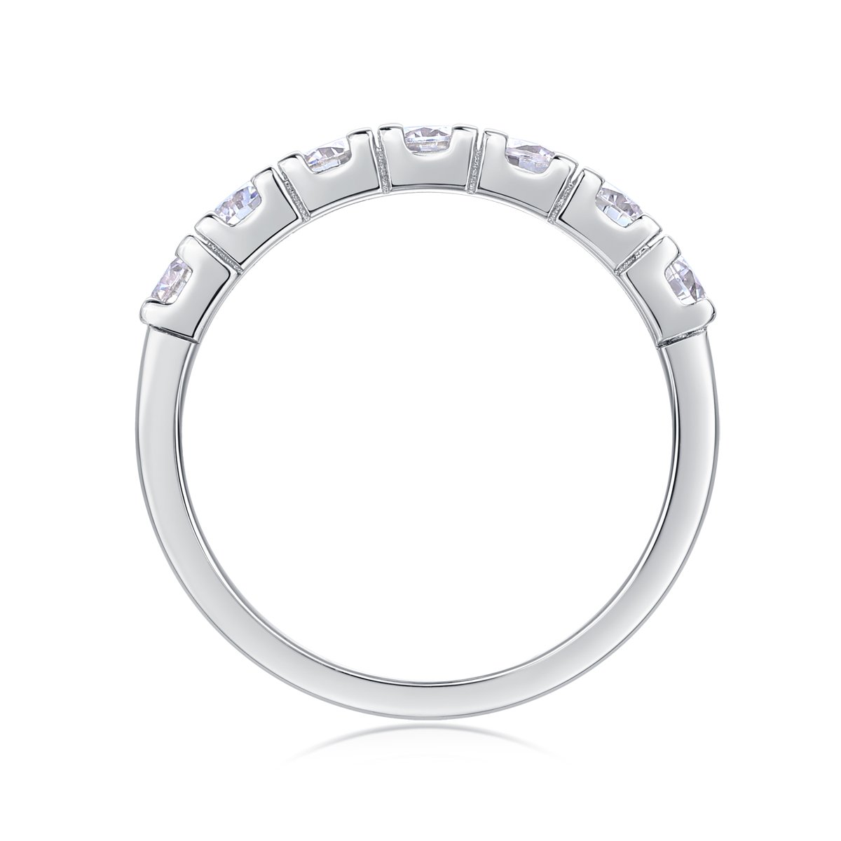 Lucky Seven-Stone Round Moissanite Band Ring | DEF VVS 18K White Gold - Image 4