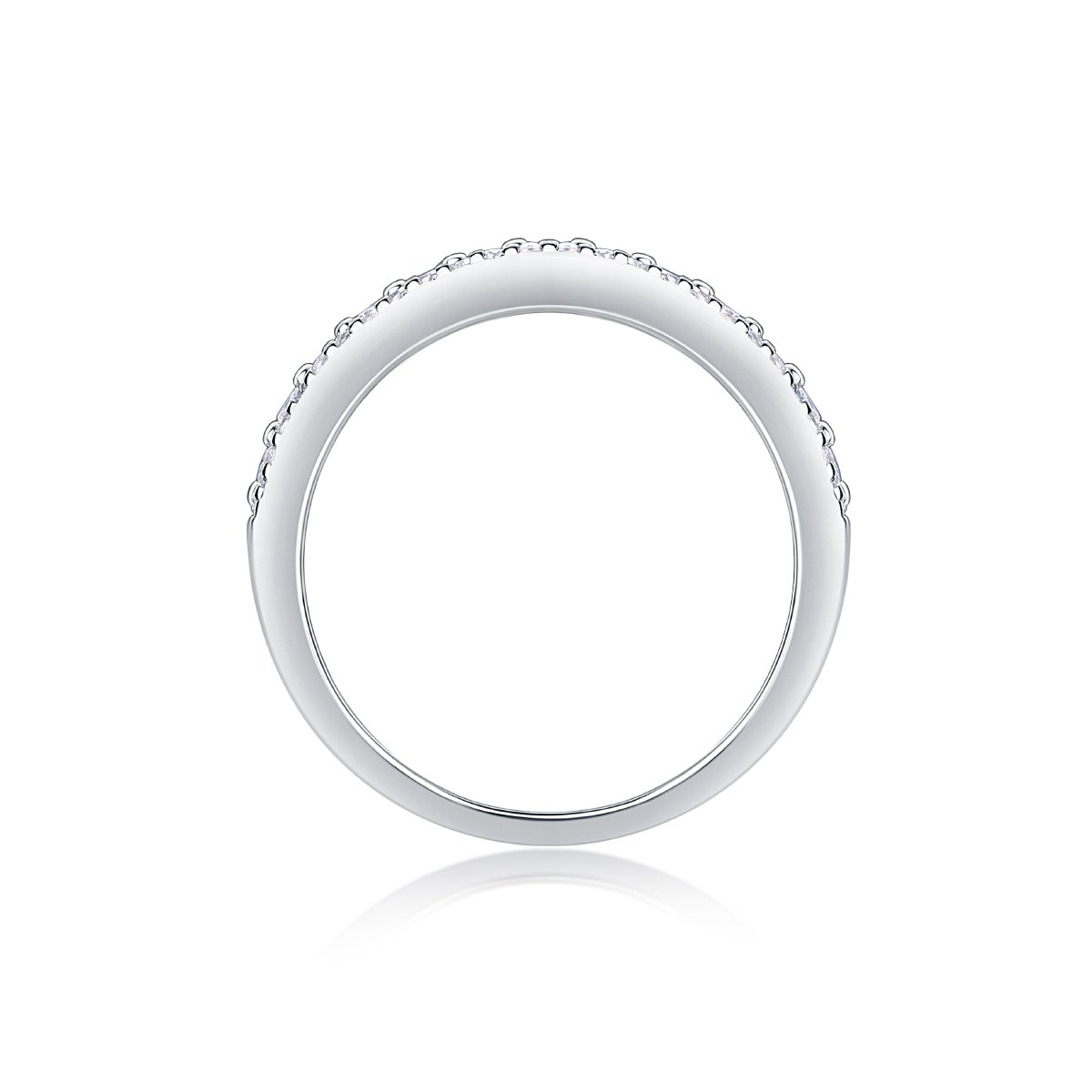 Multi-Row Pavé Moissanite Dome Band Ring | Wide Round-Cut Anniversary Band - Image 3