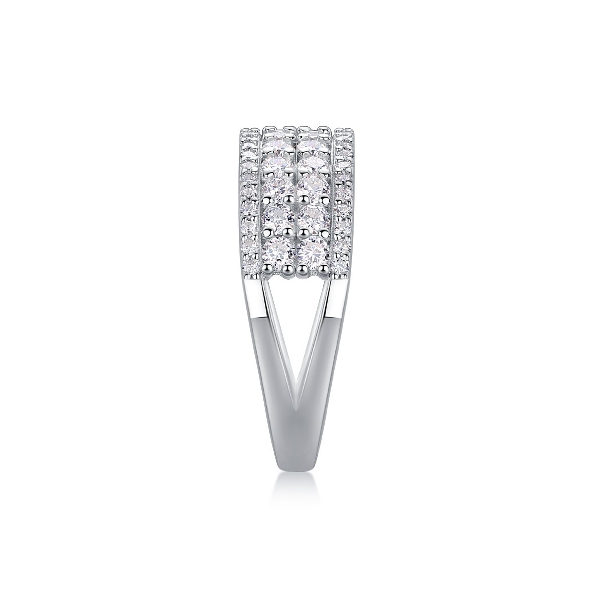 Multi-Row Pavé Moissanite Dome Band Ring | Wide Round-Cut Anniversary Band - Image 4