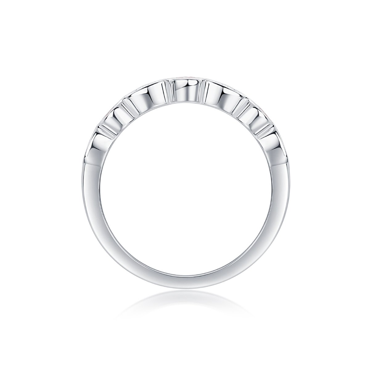 Vintage Marquise-Station Moissanite Ring | Bezel & Pave Stacking Band - Image 3