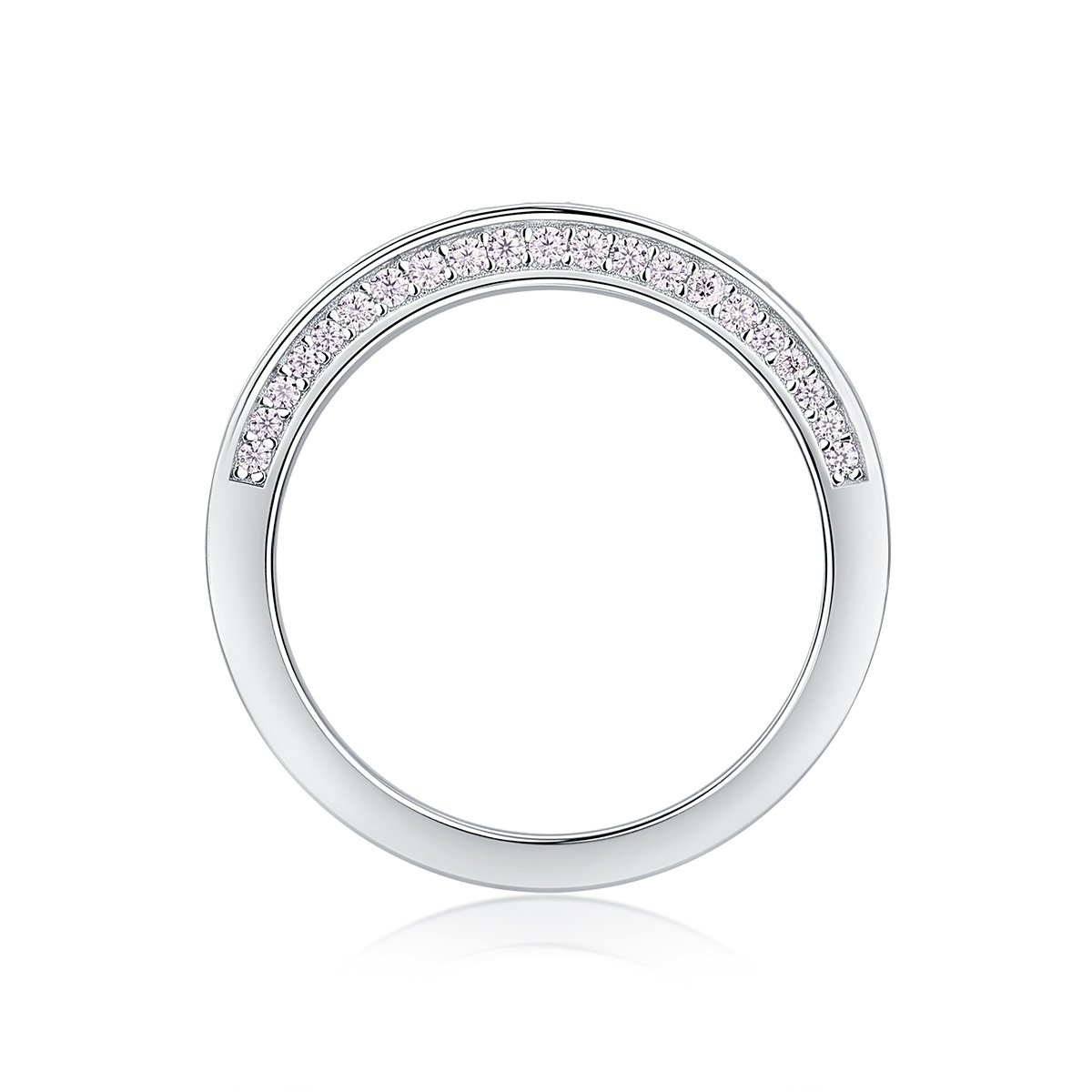 Moissanite Pavé Wedding Band | Slim Stackable Milgrain Ring - Image 3
