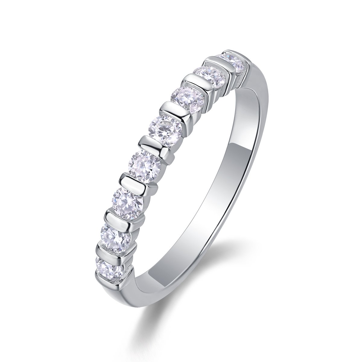 Bar-Set Moissanite Half-Eternity Band