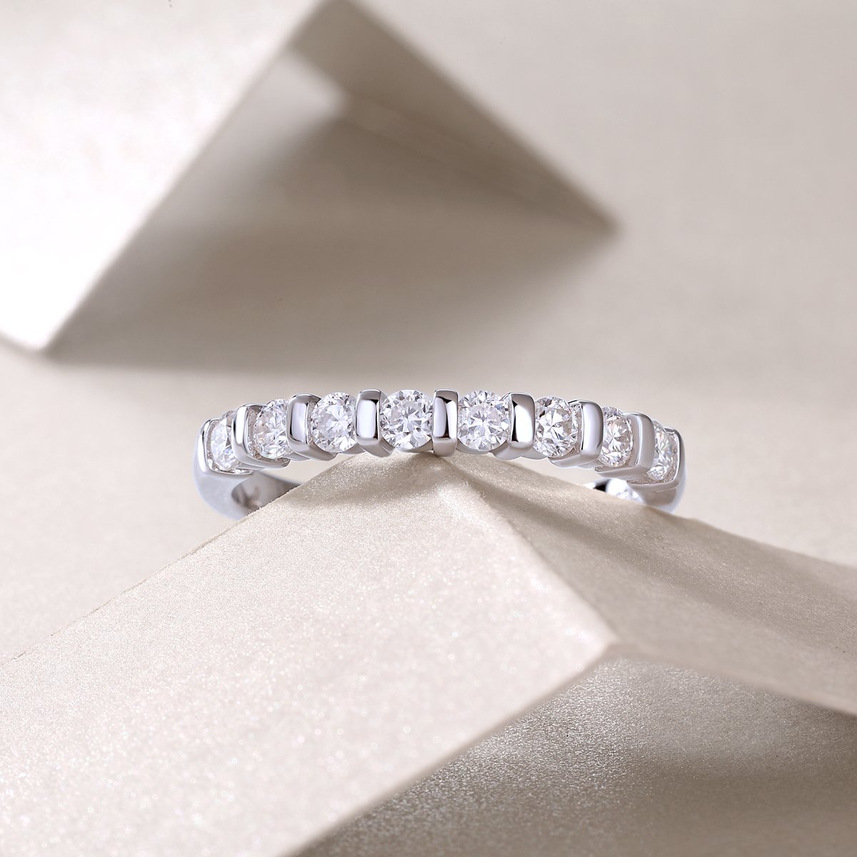 Bar-Set Moissanite Half-Eternity Band - Image 5