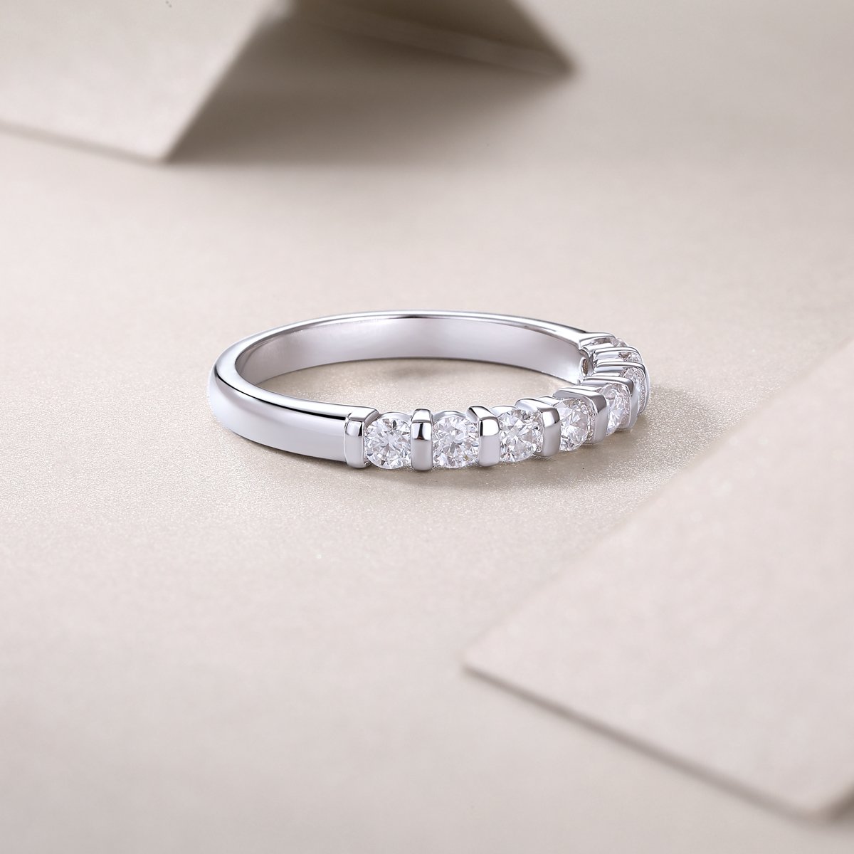 Bar-Set Moissanite Half-Eternity Band - Image 6