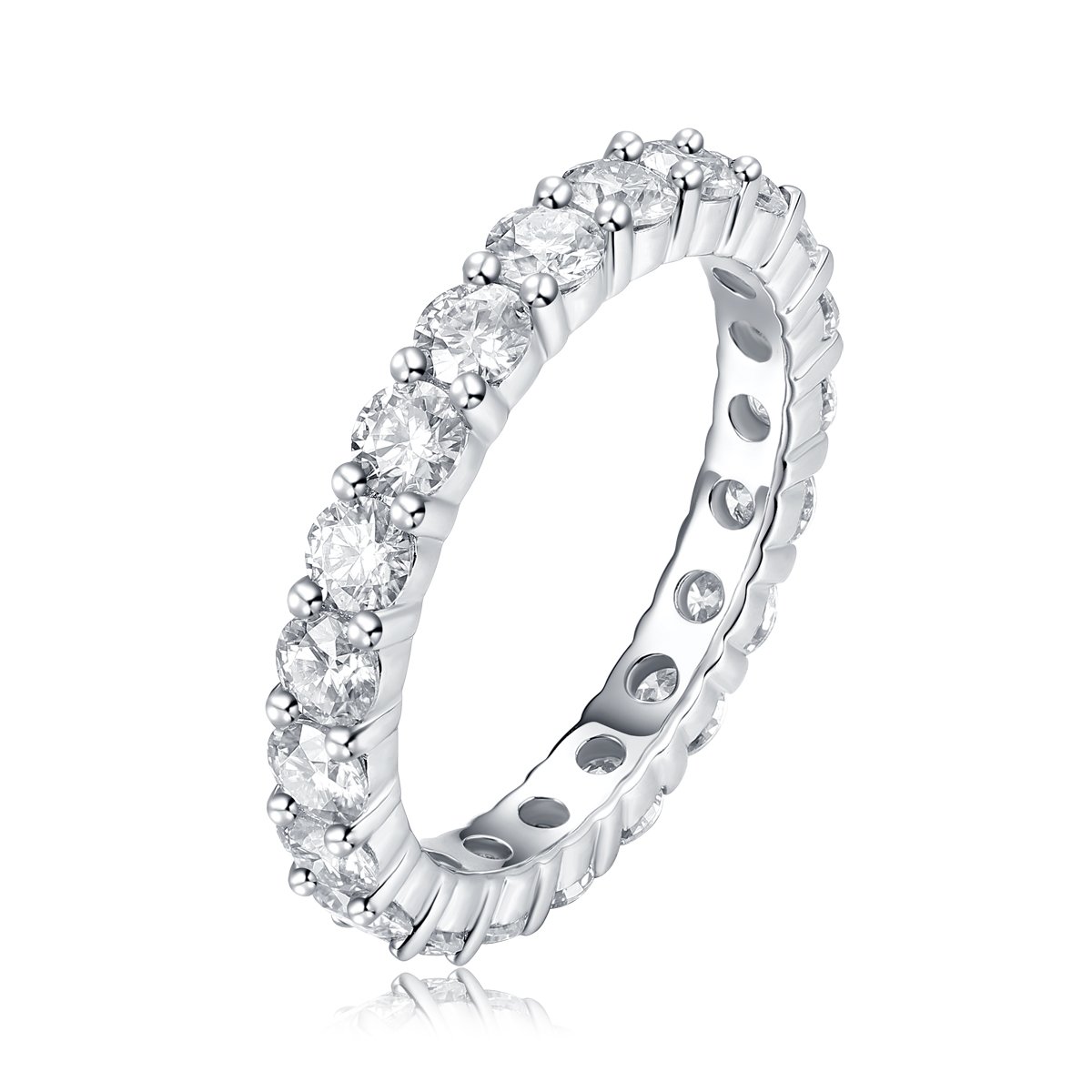 Shared-Prong Round Moissanite Eternity Ring | 2.1ct DEW Full Eternity Band