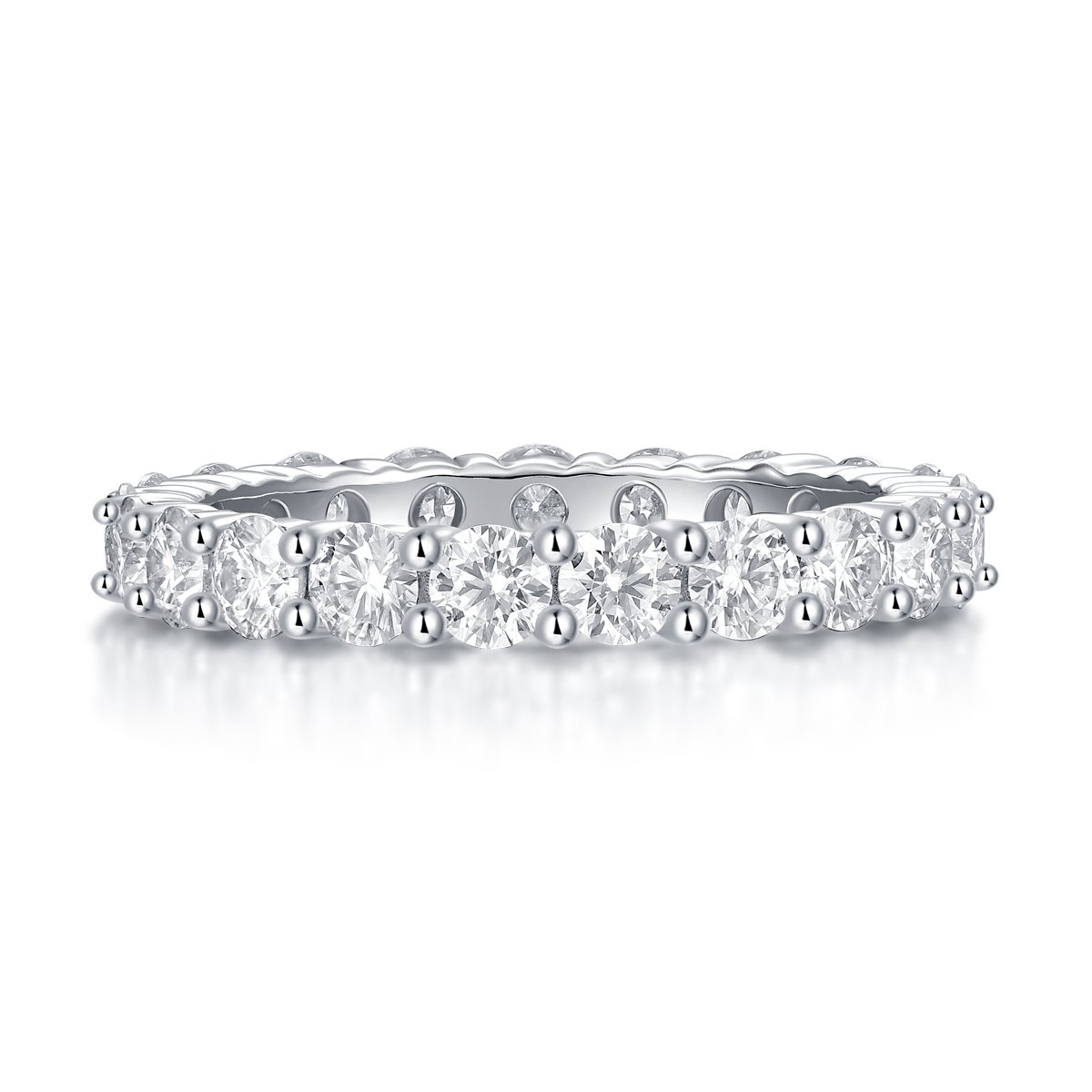Shared-Prong Round Moissanite Eternity Ring | 2.1ct DEW Full Eternity Band - Image 2