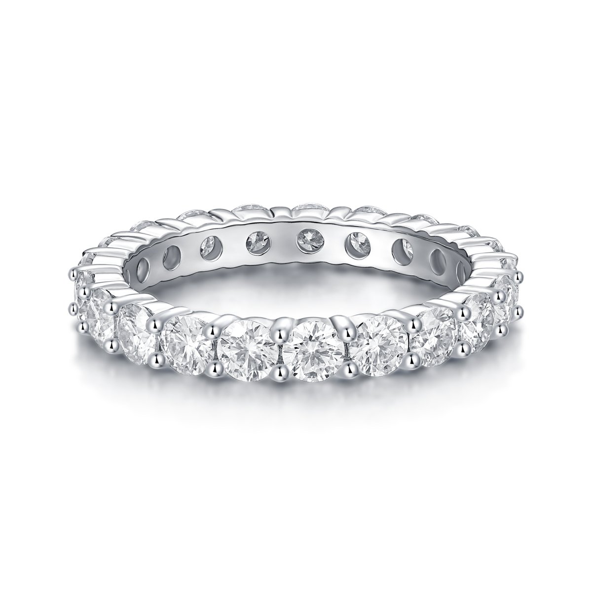Shared-Prong Round Moissanite Eternity Ring | 2.1ct DEW Full Eternity Band - Image 3