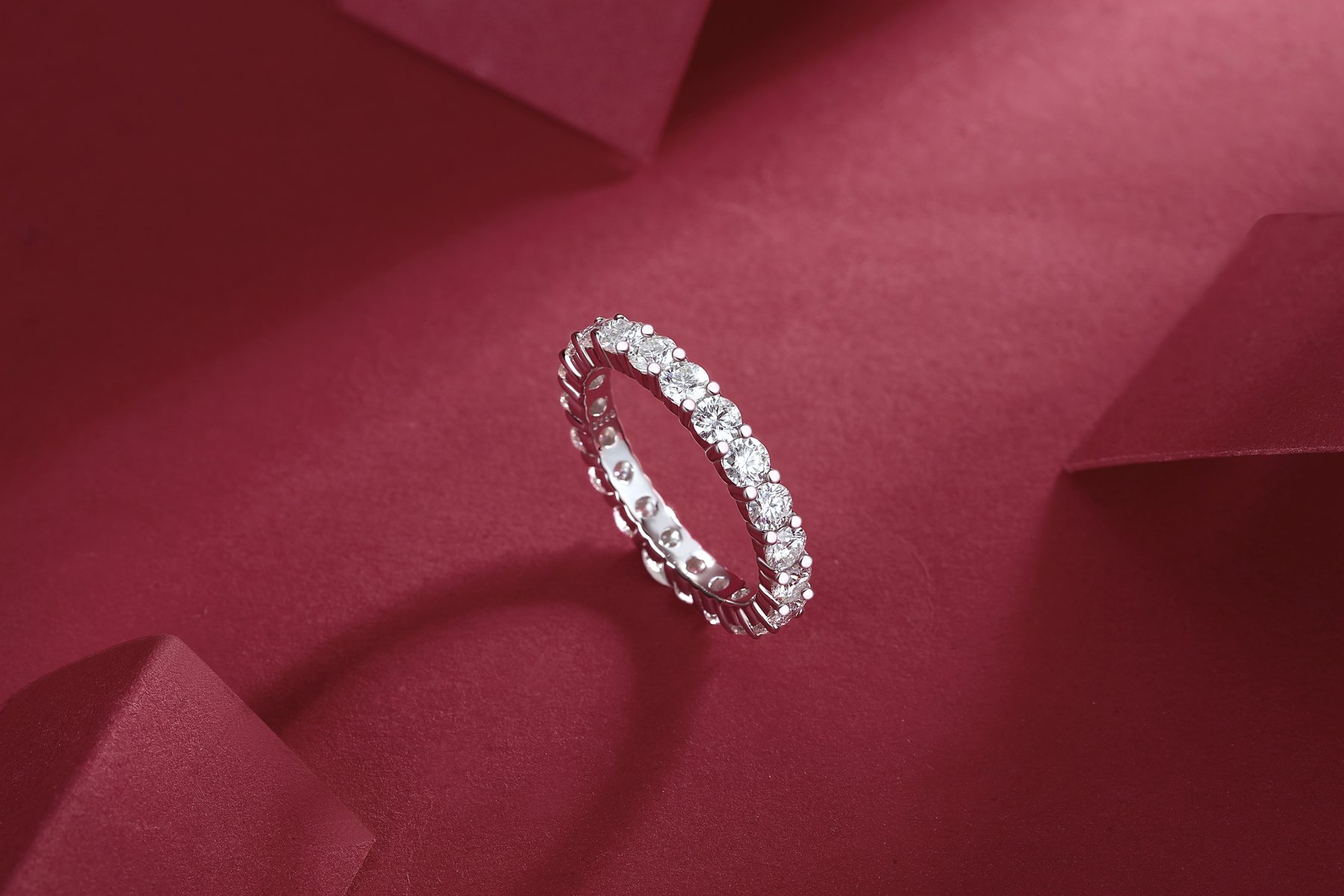 Shared-Prong Round Moissanite Eternity Ring | 2.1ct DEW Full Eternity Band - Image 5