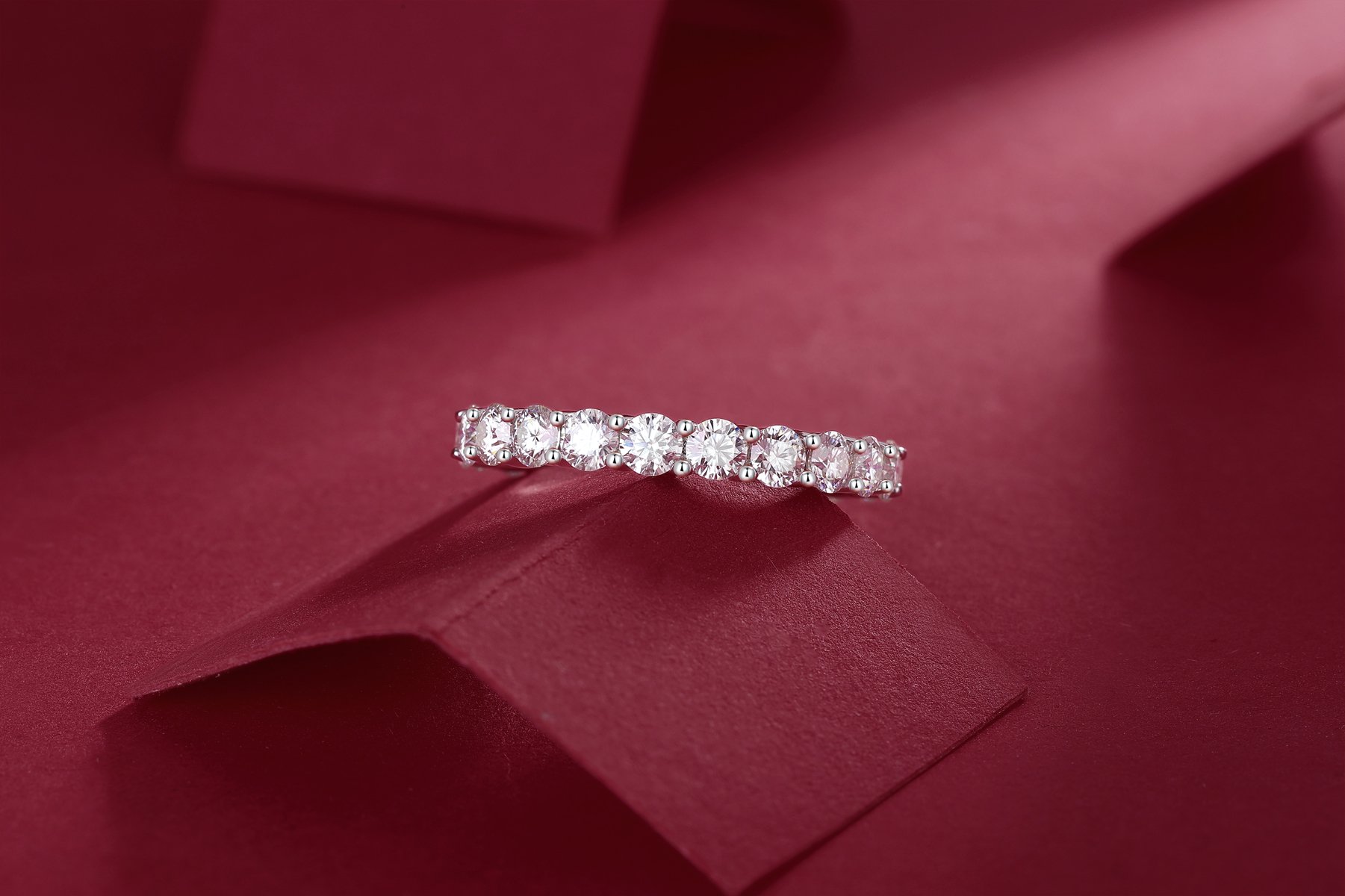 Shared-Prong Round Moissanite Eternity Ring | 2.1ct DEW Full Eternity Band - Image 6