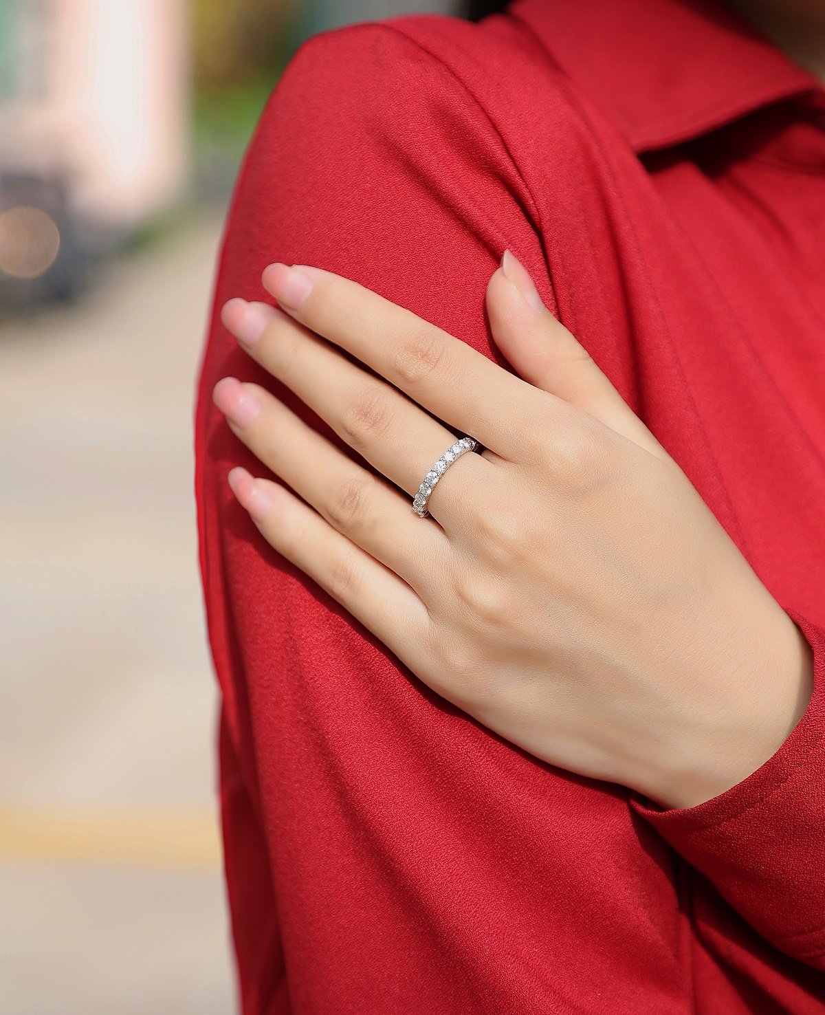 Shared-Prong Round Moissanite Eternity Ring | 2.1ct DEW Full Eternity Band - Image 8