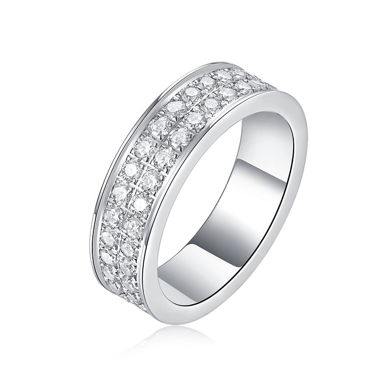 Two-Row Pavé Moissanite Eternity Band Ring