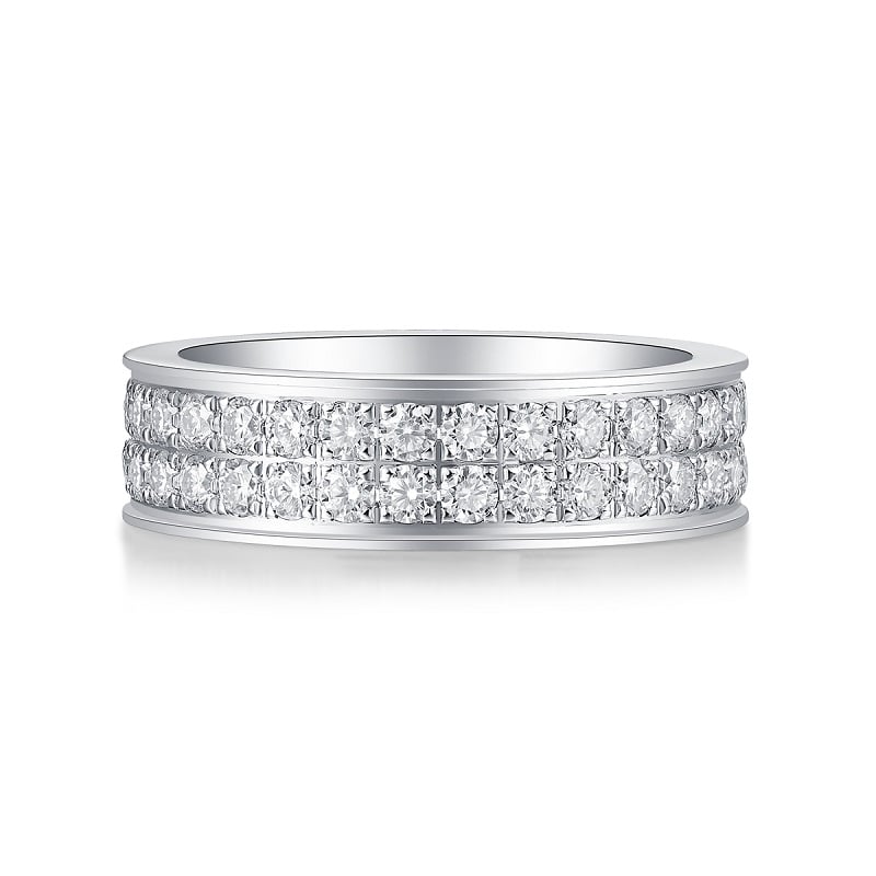 Two-Row Pavé Moissanite Eternity Band Ring - Image 2
