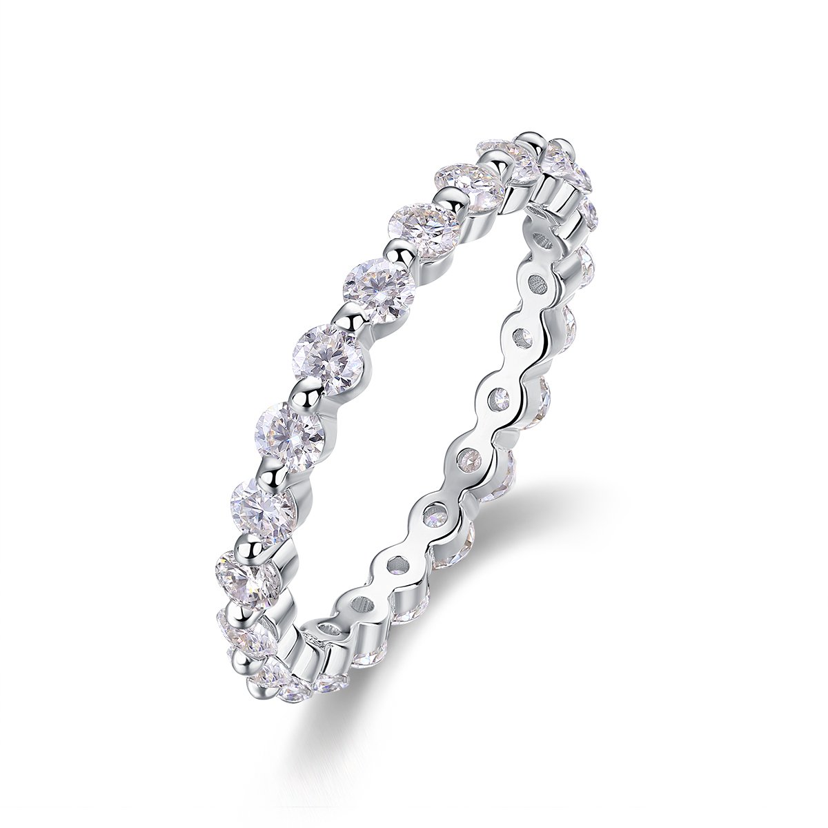 Round Moissanite Eternity Ring | 1.32ct DEW Shared-Prong Full Circle | 925 Silver