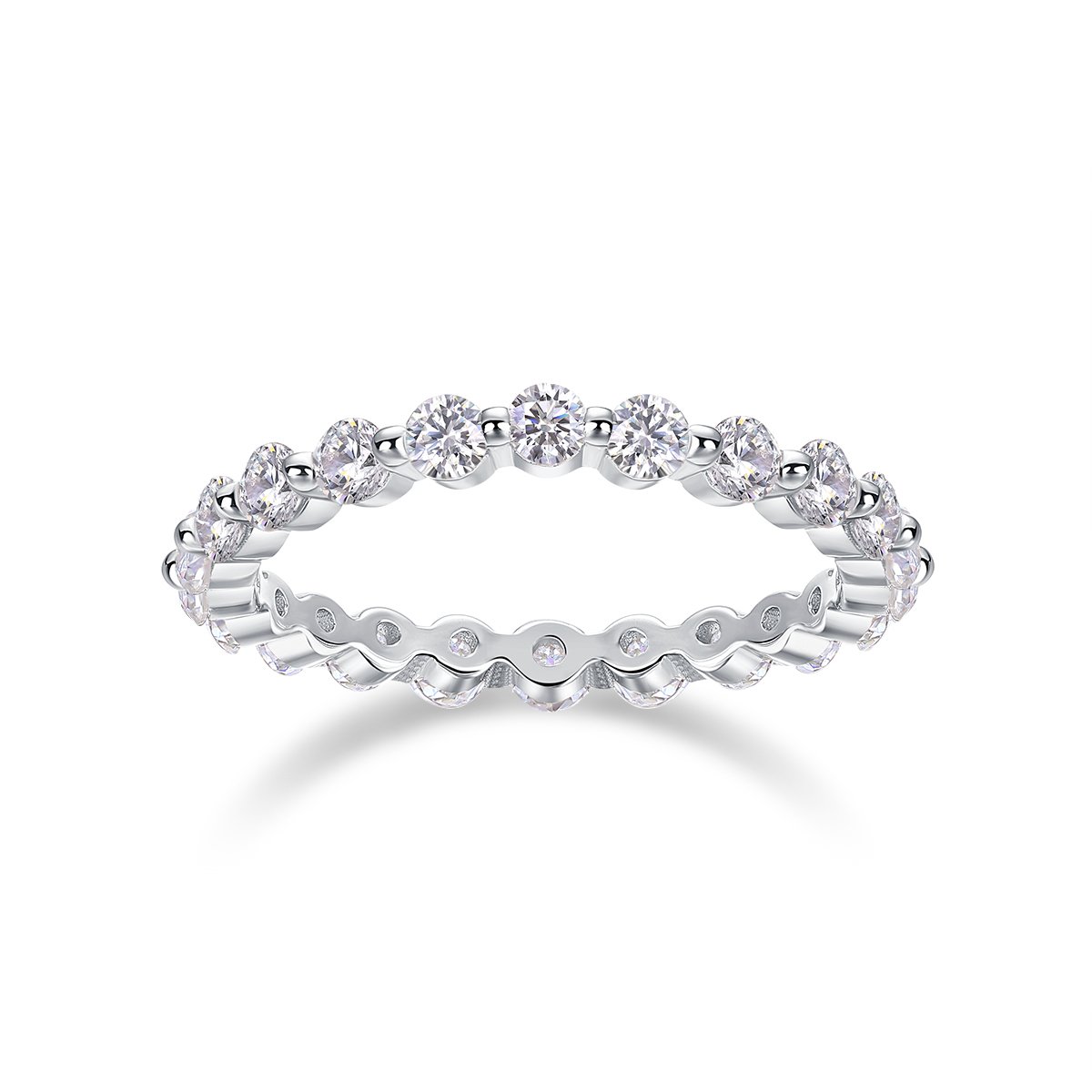 Round Moissanite Eternity Ring | 1.32ct DEW Shared-Prong Full Circle | 925 Silver - alternate view