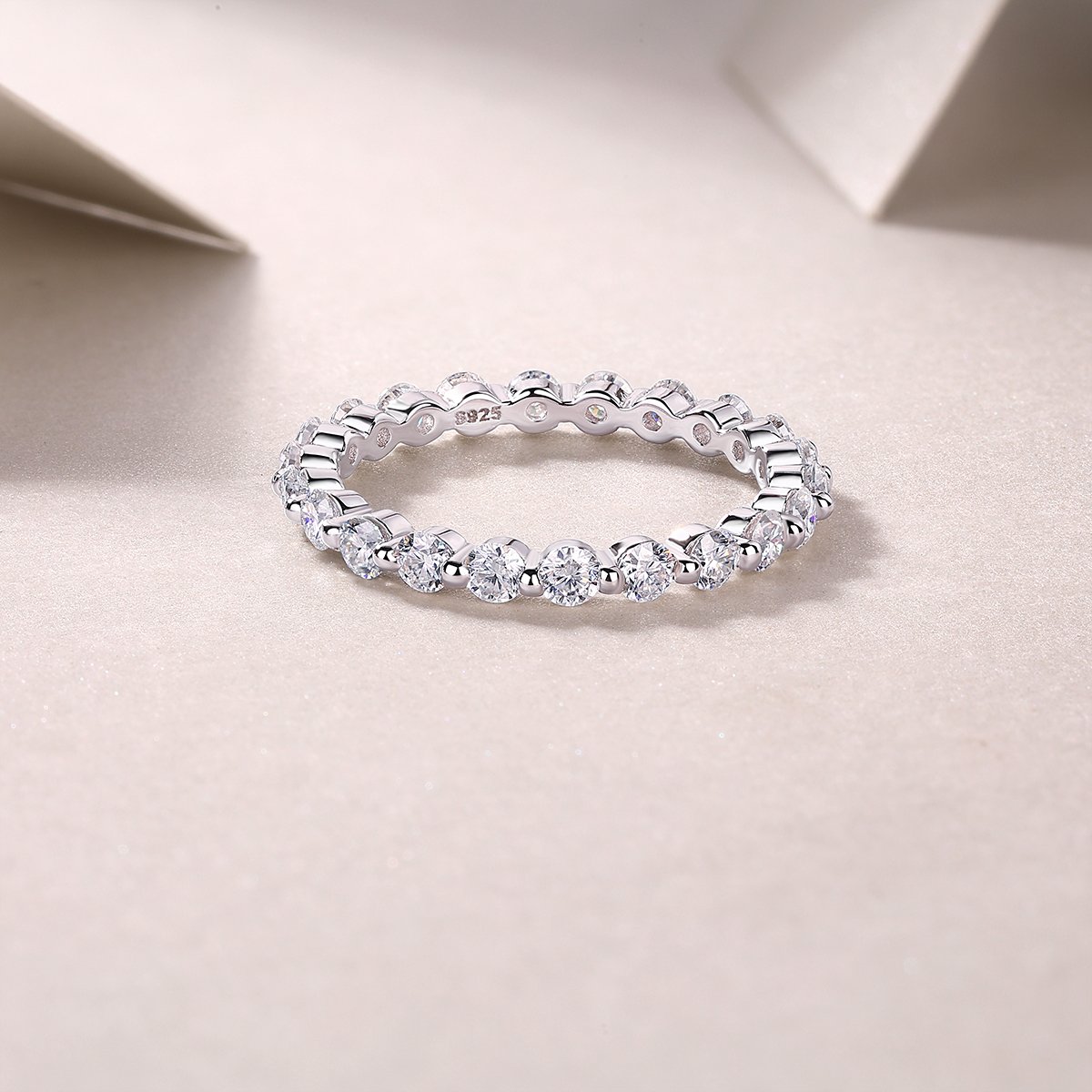 Round Moissanite Eternity Ring | 1.32ct DEW Shared-Prong Full Circle | 925 Silver - Image 5