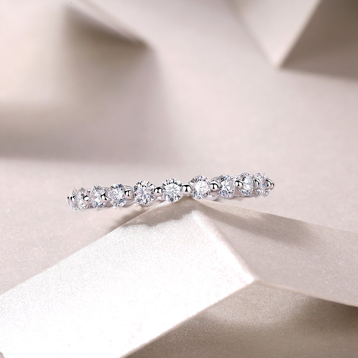 Round Moissanite Eternity Ring | 1.32ct DEW Shared-Prong Full Circle | 925 Silver - Image 6