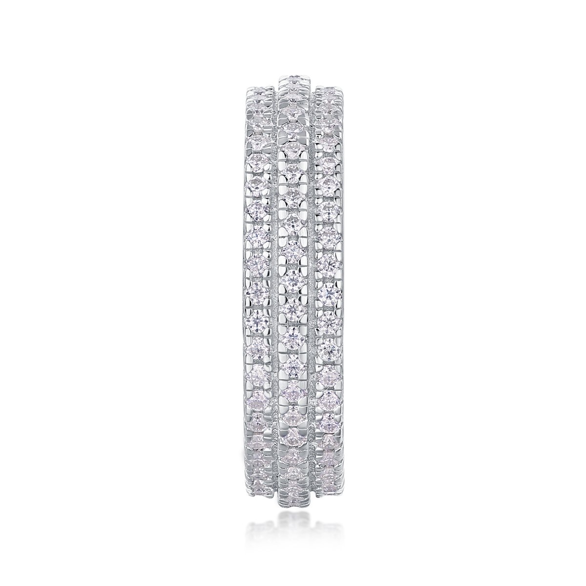 Moissanite Domed Triple-Row Pave Eternity Band Ring - Image 4