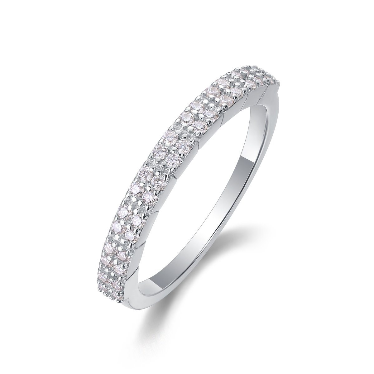 Two-Row Pavé Moissanite Half-Eternity Ring
