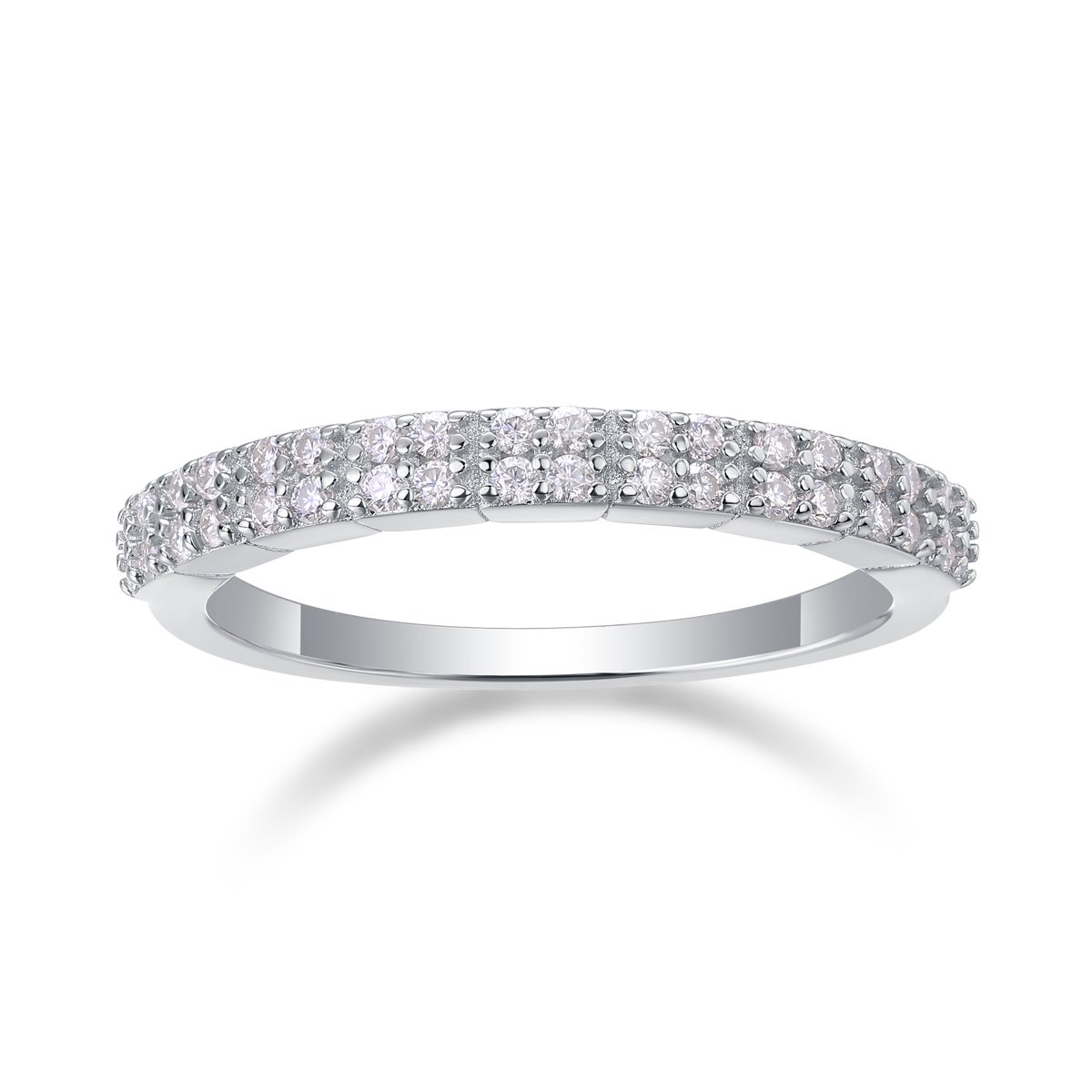 Two-Row Pavé Moissanite Half-Eternity Ring - Image 2