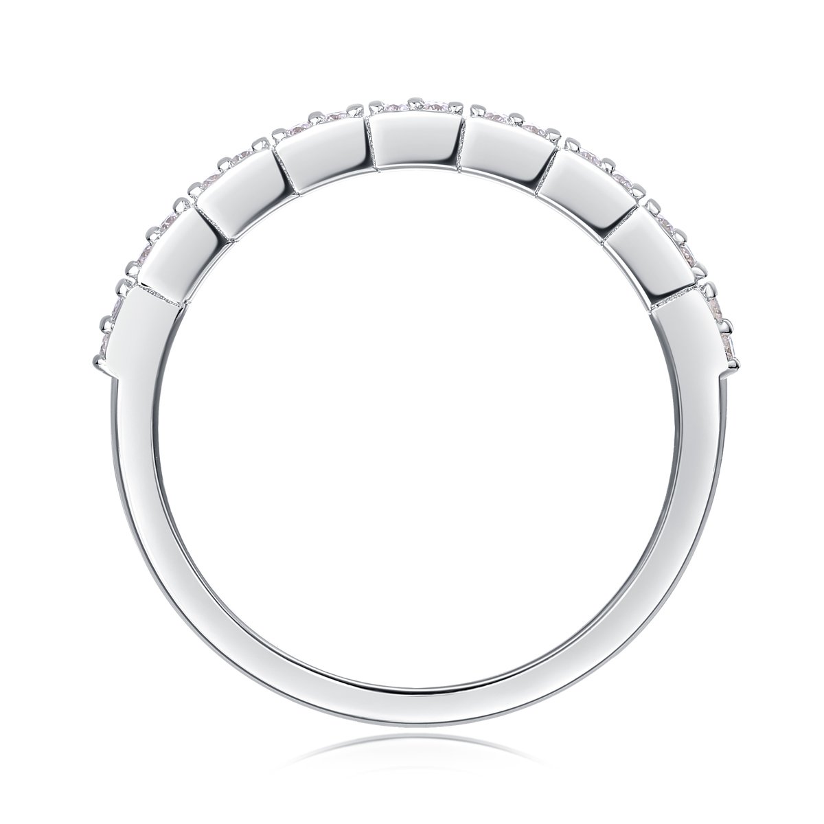 Two-Row Pavé Moissanite Half-Eternity Ring - Image 3