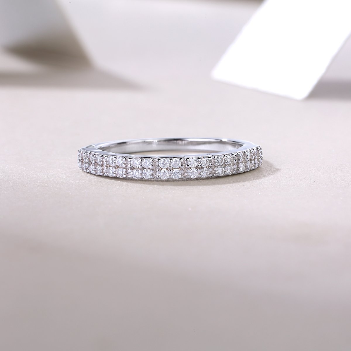 Two-Row Pavé Moissanite Half-Eternity Ring - Image 5