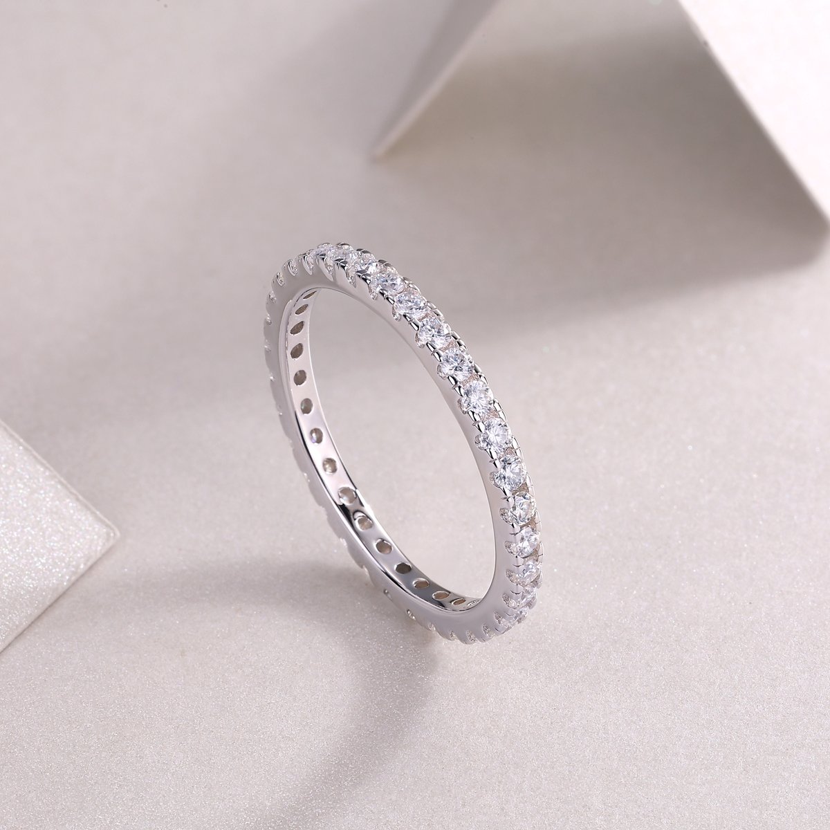 Round Moissanite Eternity Ring – 0.6ct DEW Pavé - Image 5