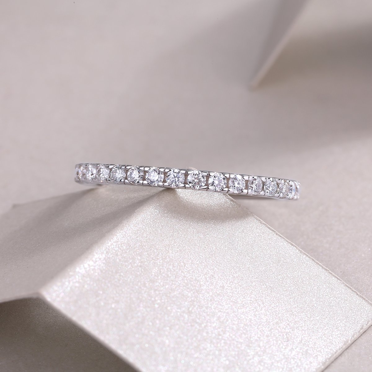 Round Moissanite Eternity Ring – 0.6ct DEW Pavé - Image 6
